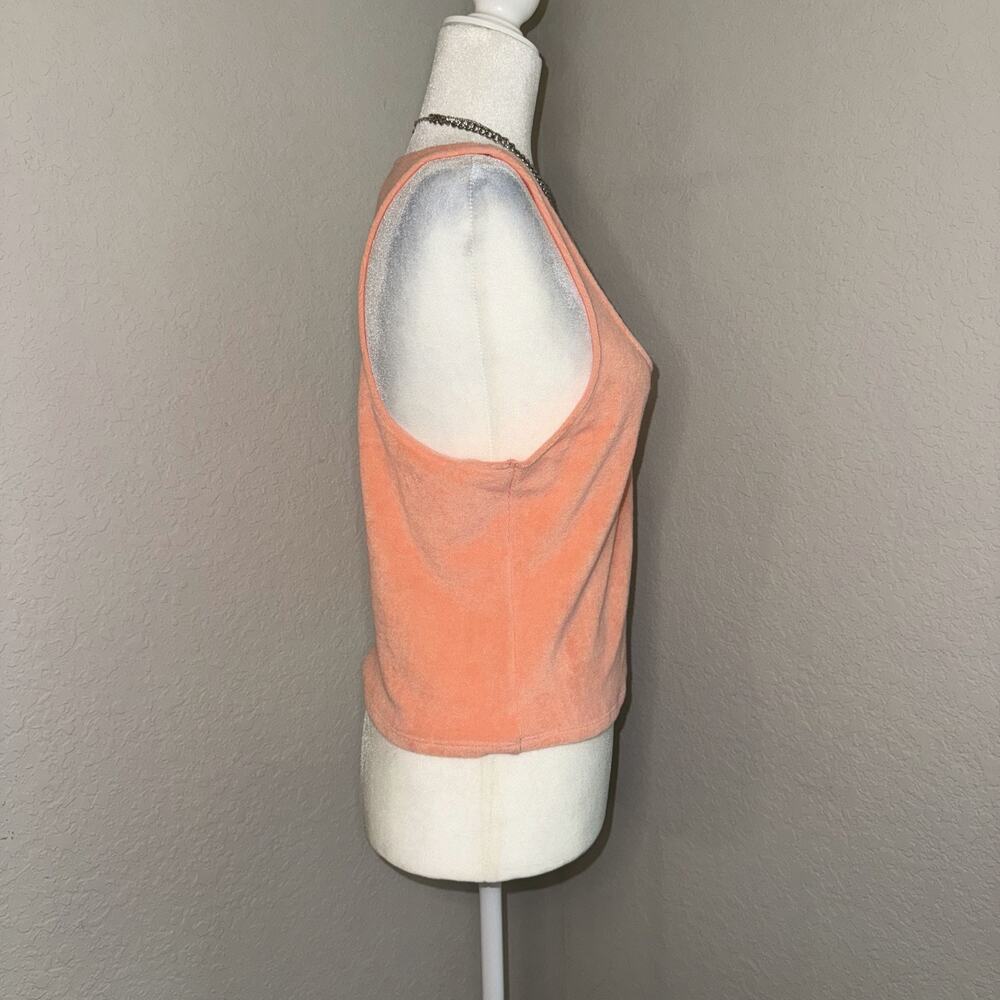 Victoria's Secret Tank Top Women's Large Coral Peach Scoop Neck Terry Racerback - Picture 2 of 9